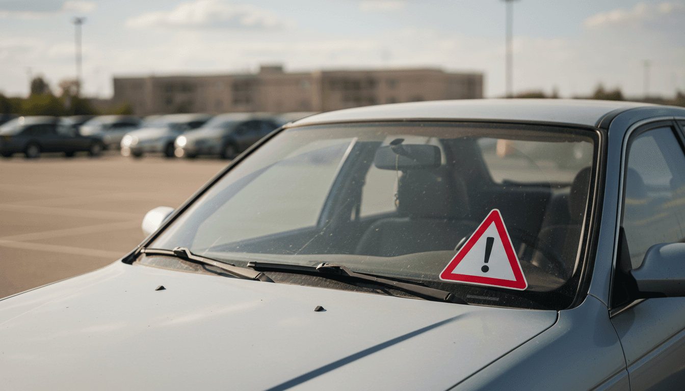 A vehicle odometer photographed at close range on a used car dashboard.